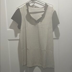 Elegant Black and White Striped Women's Tee